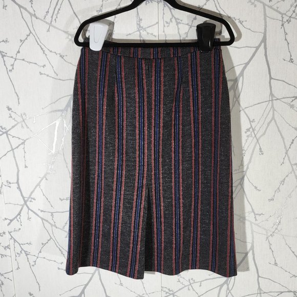 D'Allairds VTG Red & Gray Striped Knit Pencil Skirt - Picture 2 of 3